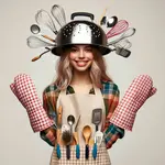 Bride Decked Out in Kitchen Gadgets for a Bridal Shower Apron Game