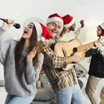 Friends Playing Christmas Song Games