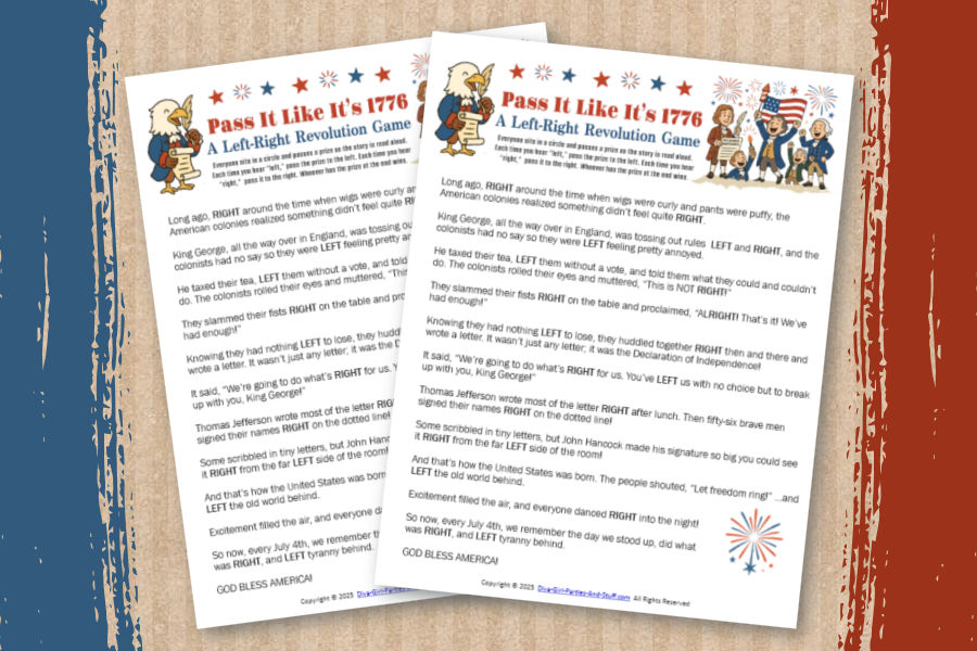 Printable 4th of July Left Right Game - Pass It Like Its 1776
