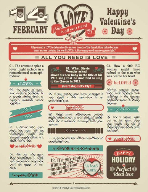 Valentine Party Word Game