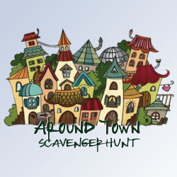 Around Town Scavenger Hunt Whimsical Town Scene