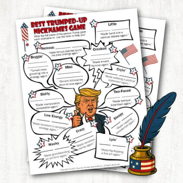 Printable Best Trump Nicknames Game