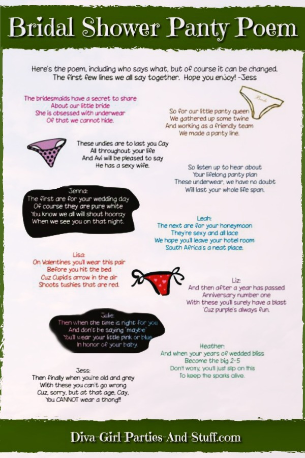 Bridal Shower Panty Poem Bridal Shower Panty Poem