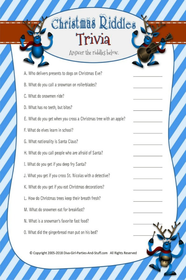 Christmas Riddles Trivia Game