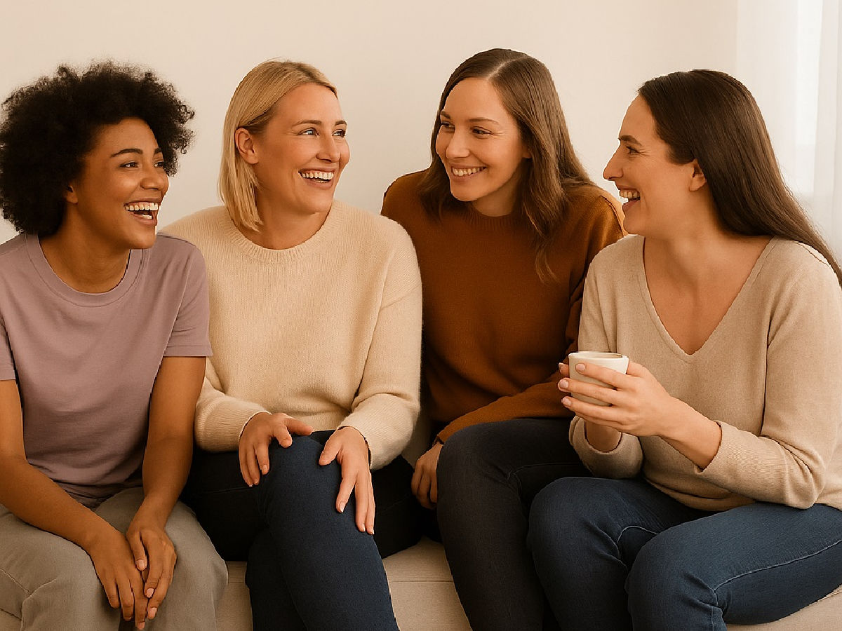 Group of Girls Chatting About Party Ideas for Women Group of Girls Chatting About Party Ideas for Women