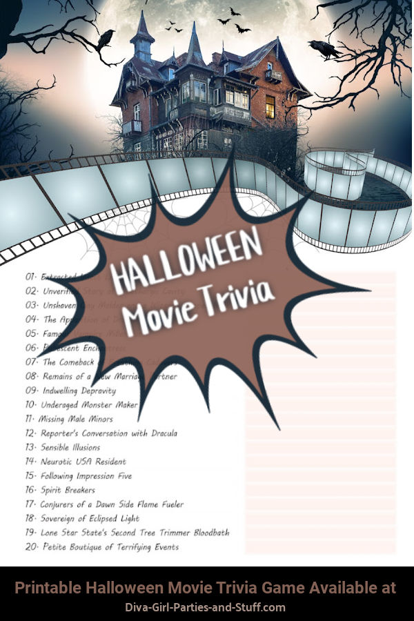 Printable Halloween Movie Trivia Game Pin