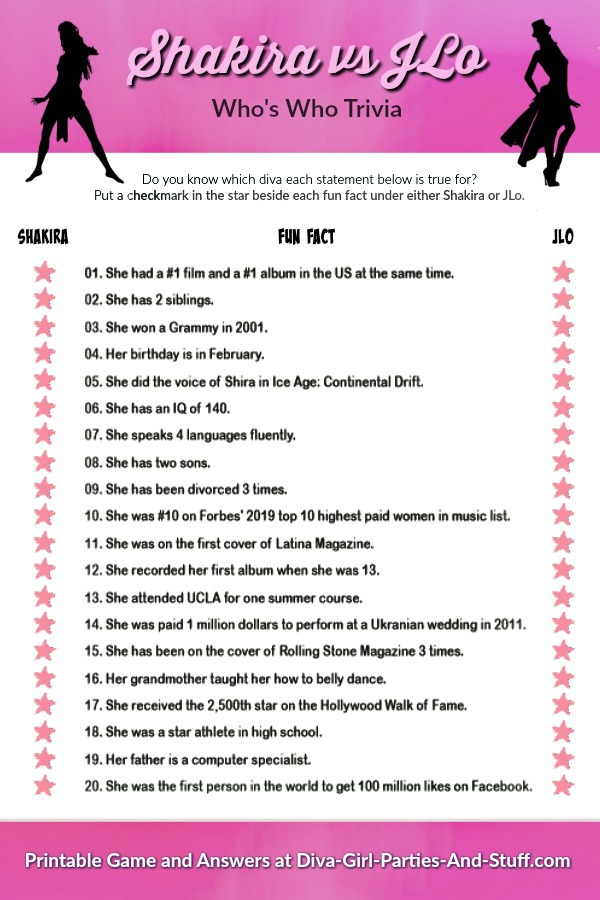 JLo vs Shakira Trivia Pin
