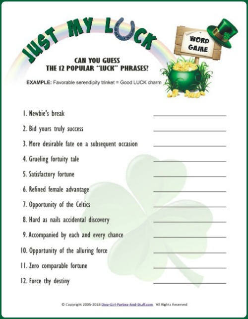 Patrick's Day Download and Print Game Printable St Patrick's Day Games Trivia St