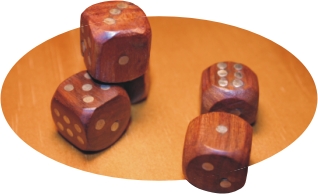 brown wooden dice