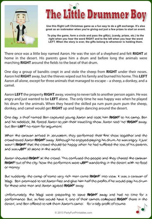 The Left Right Game Christmas Story [FREE Printable]