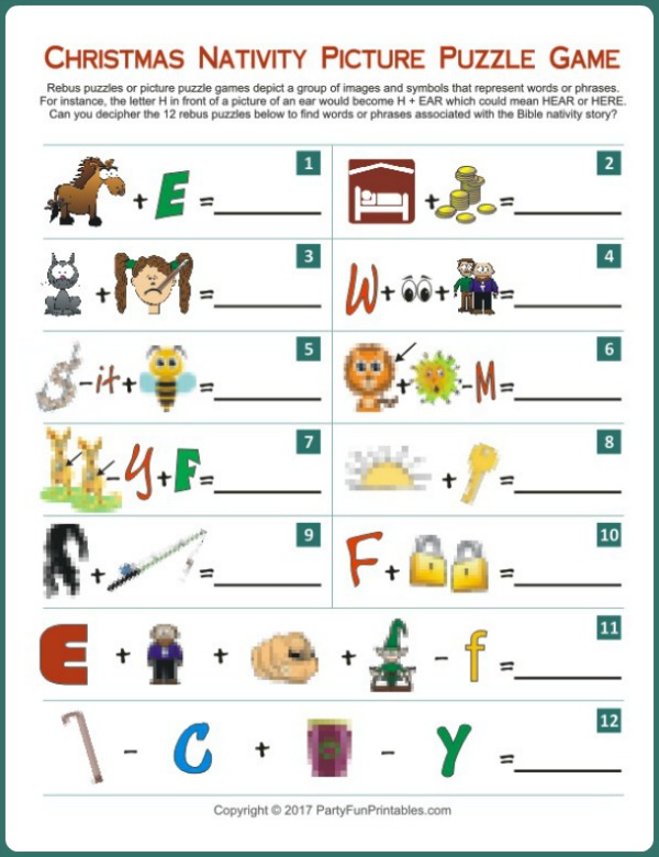 Printable Nativity Picture Puzzle Game