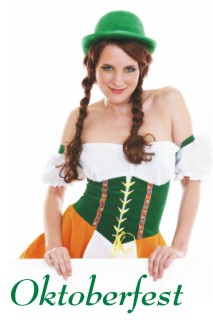 Woman Dressed in an Oktoberfest Party German Dirndl Woman Dressed in an Oktoberfest Party German Dirndl
