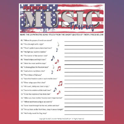 Patriotic Song Lyrics Quiz Patriotic Song Lyrics Quiz