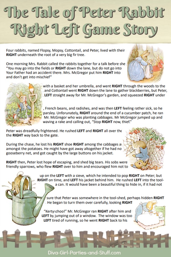 Peter Rabbit Right Left Game Pin