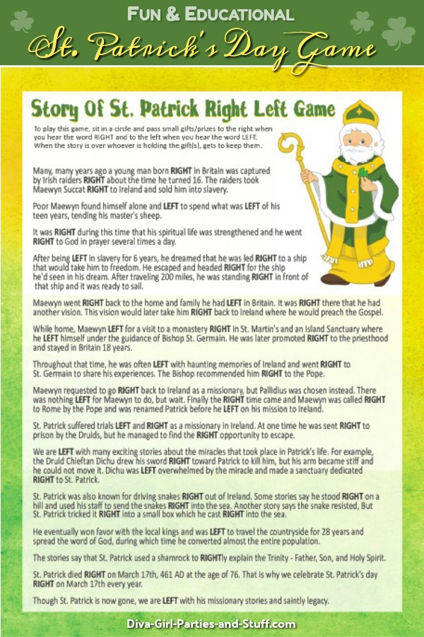 Story of St Patrick Right Left Game