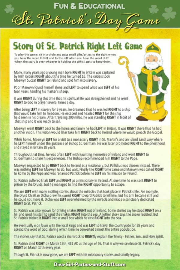 Story of St Patrick Left Right Game
