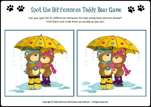 Teddy Bear Party Games to Print and Play