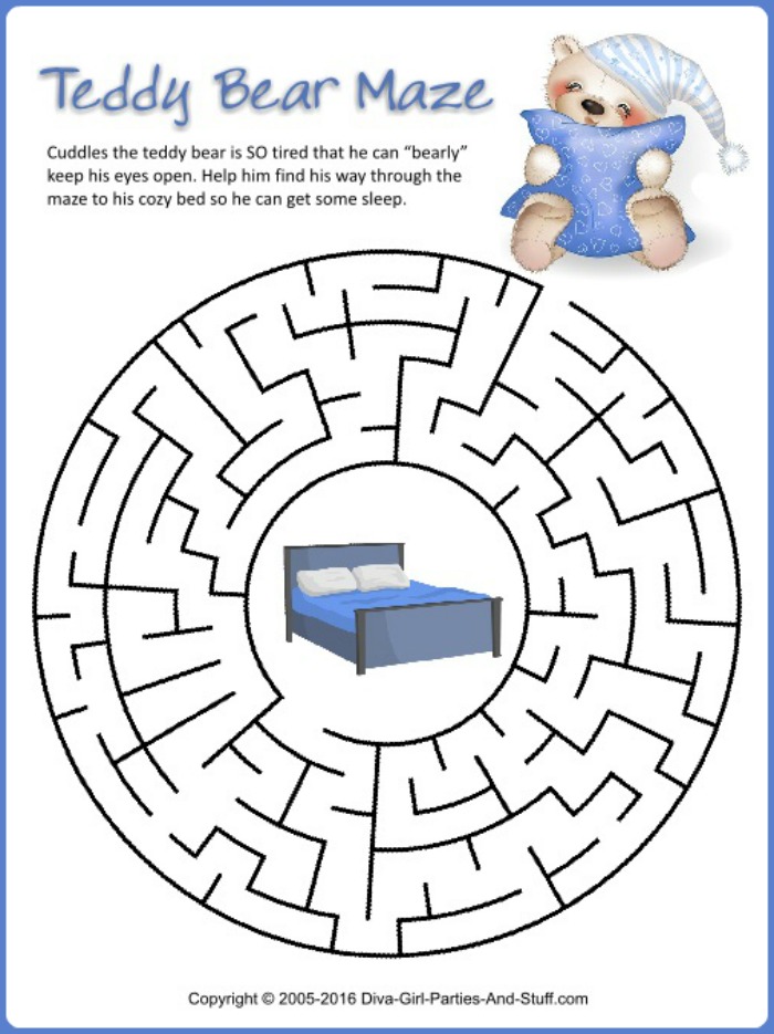 Printable Teddy Bear Maze