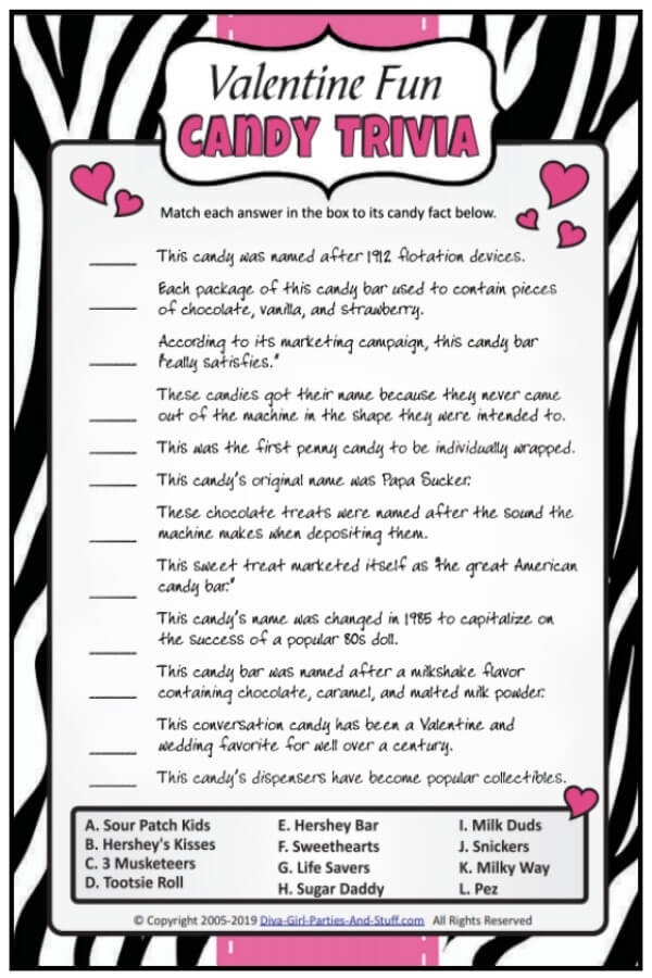 Valentine's Day Trivia Questions And Answers Printable