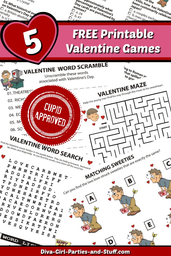 Valentine Trivia and Pencil Puzzle Games