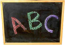 abc written in colored chalk 