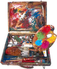 paints and brushes for art