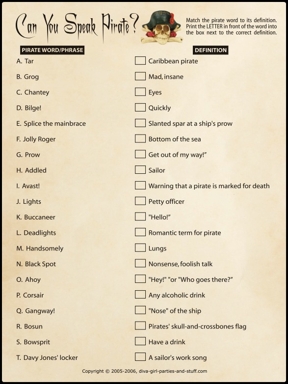 Pirate Party Game: Can You Speak Pirate?