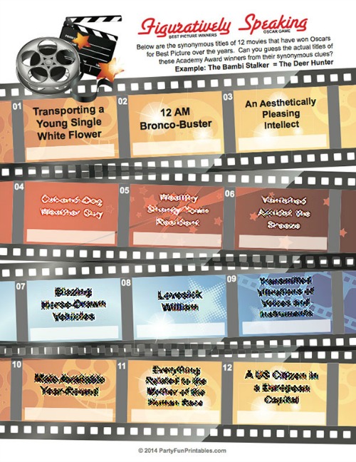 best picture Oscar game