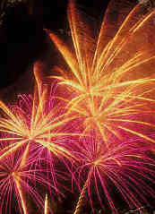 pinkand yellow fireworks