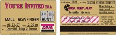 sample mall scavenger hunt invitation credit card