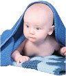 baby peeking out under a towel