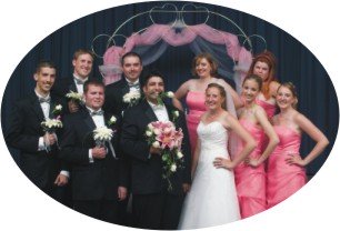 humorous bridal party pose